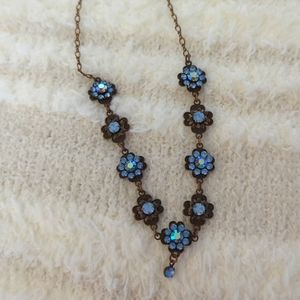 BEAUTIFUL VINTAGE BLUE/CLEAR RHINESTONE CLARA BEAU NECKLACE